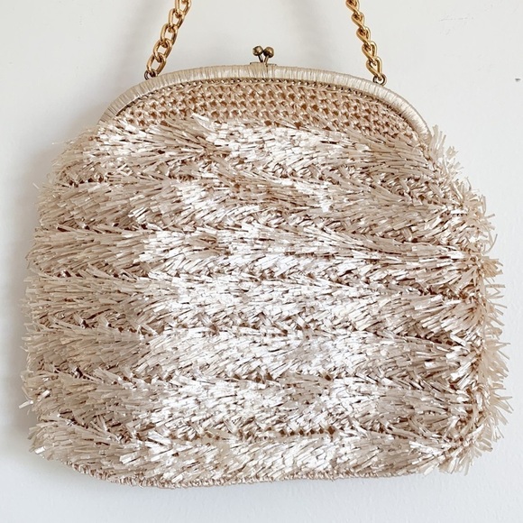 Vintage Holt Renfrew & Co. Champagne Colored Confetti Textured Bag - Picture 2 of 8